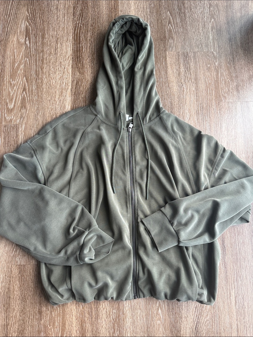 Athleta Olive Green Zip-Up Hooded Sweatshirt